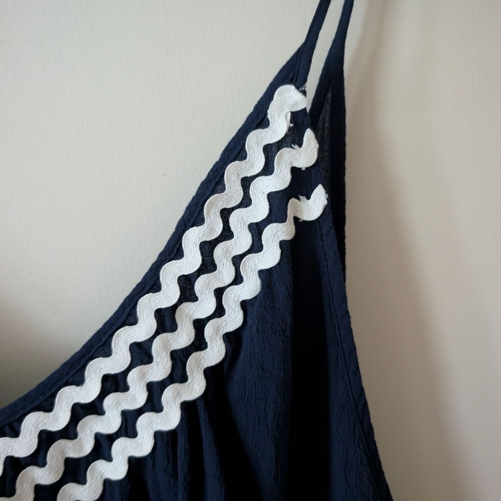 9 Seed St. Tropez Navy‎ White Ric Rac Mini Dress One Size - Picture 3 of 10